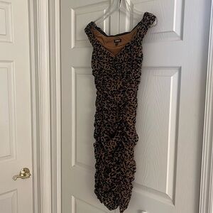 Express XS ruched animal print dress